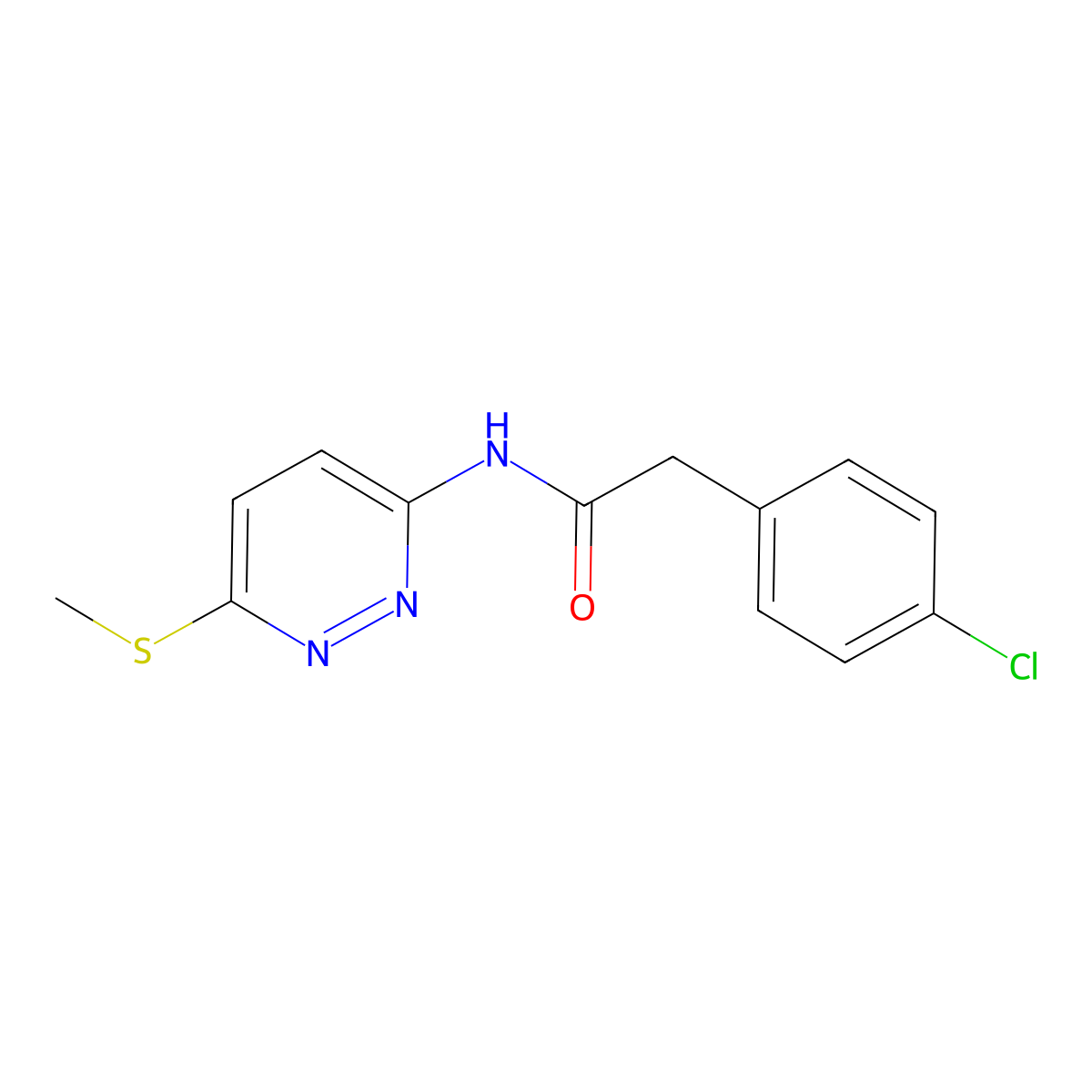 2-(4-chlorophenyl)-N-(6-(methylthio)pyridazin-3-yl)acetamide molecular structure, CAS 1021225-37-5