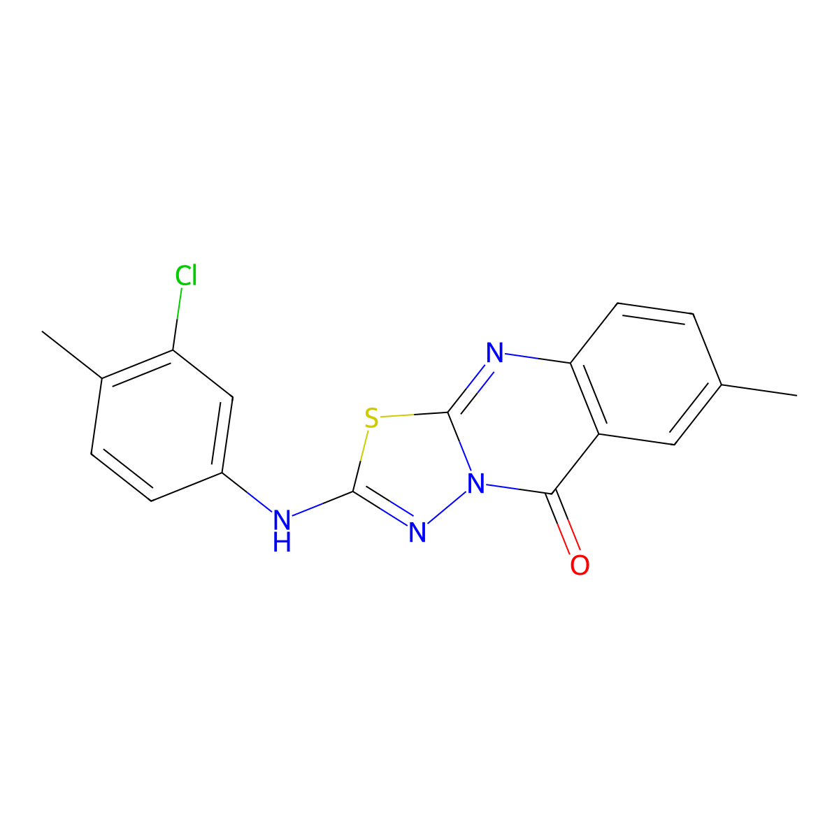 2-((3-chloro-4-methylphenyl)amino)-7-methyl-5H-[1,3,4]thiadiazolo[2,3-b]quinazolin-5-one molecular structure, CAS 1021225-39-7