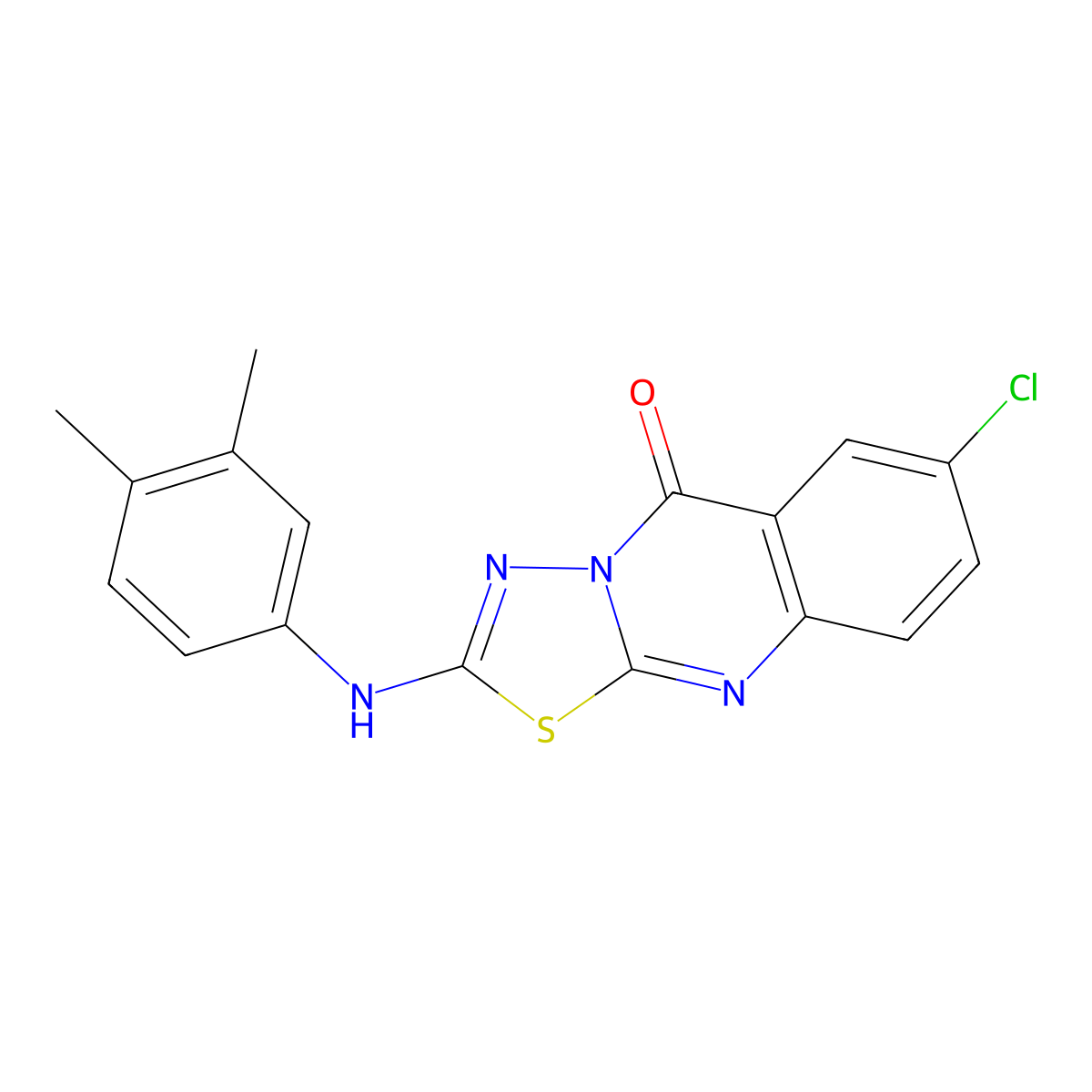 7-chloro-2-[(3,4-dimethylphenyl)amino]-5H-[1,3,4]thiadiazolo[2,3-b]quinazolin-5-one molecular structure, CAS 1021225-42-2