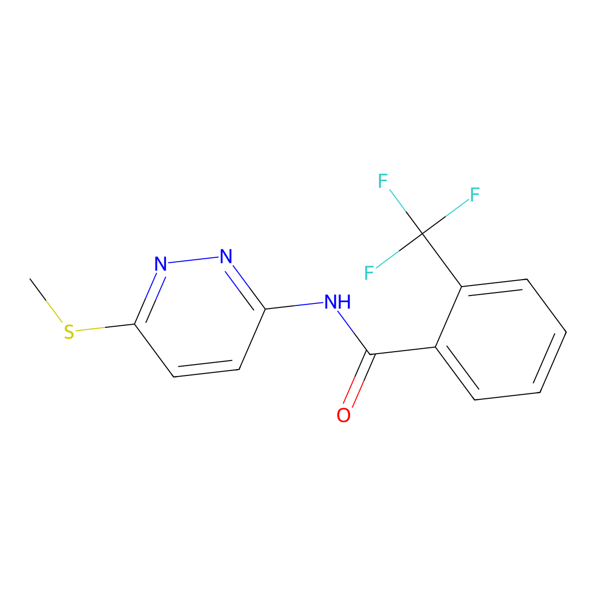 N-[6-(methylsulfanyl)pyridazin-3-yl]-2-(trifluoromethyl)benzamide molecular structure, CAS 1021225-43-3