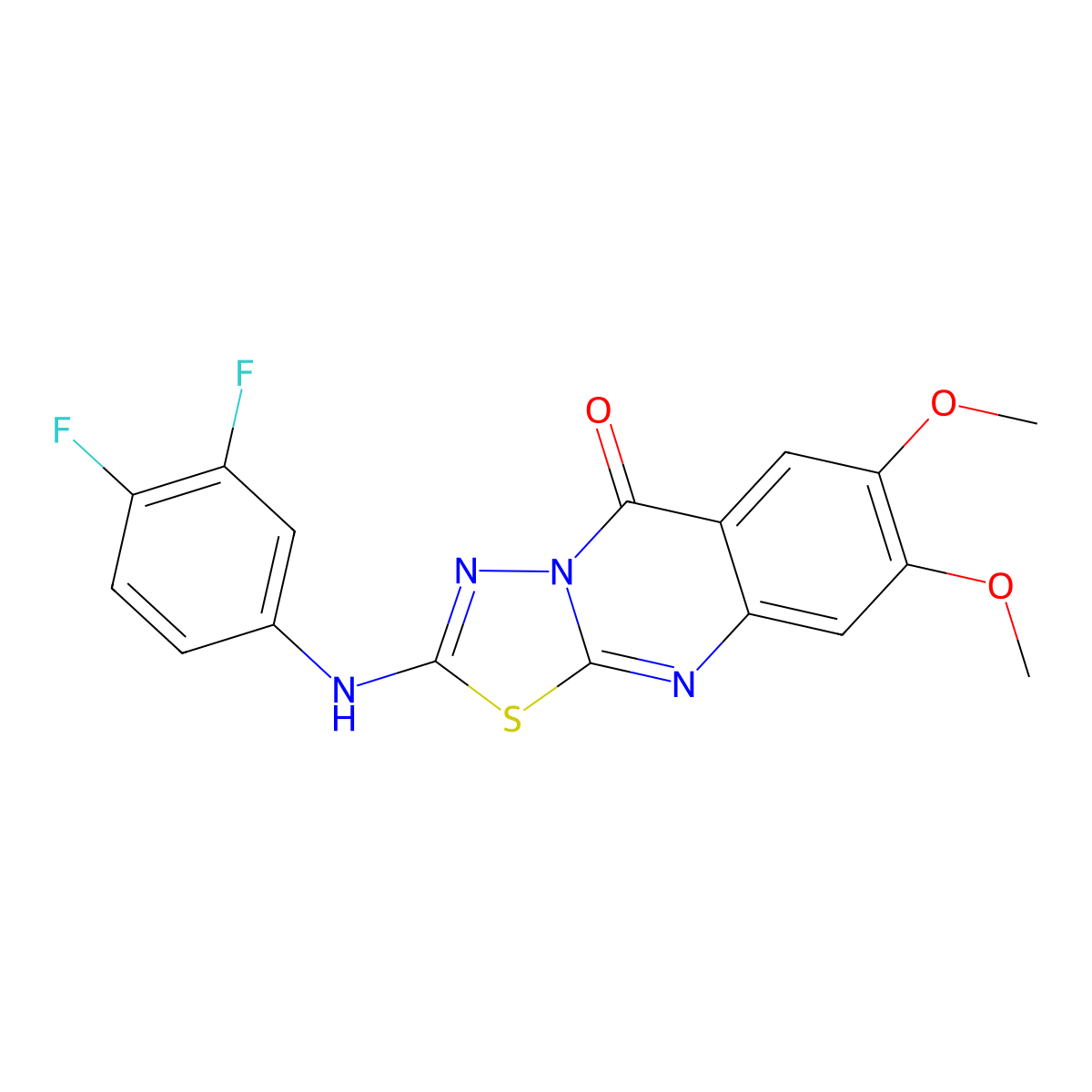 2-[(3,4-difluorophenyl)amino]-7,8-dimethoxy-5H-[1,3,4]thiadiazolo[2,3-b]quinazolin-5-one molecular structure, CAS 1021225-45-5
