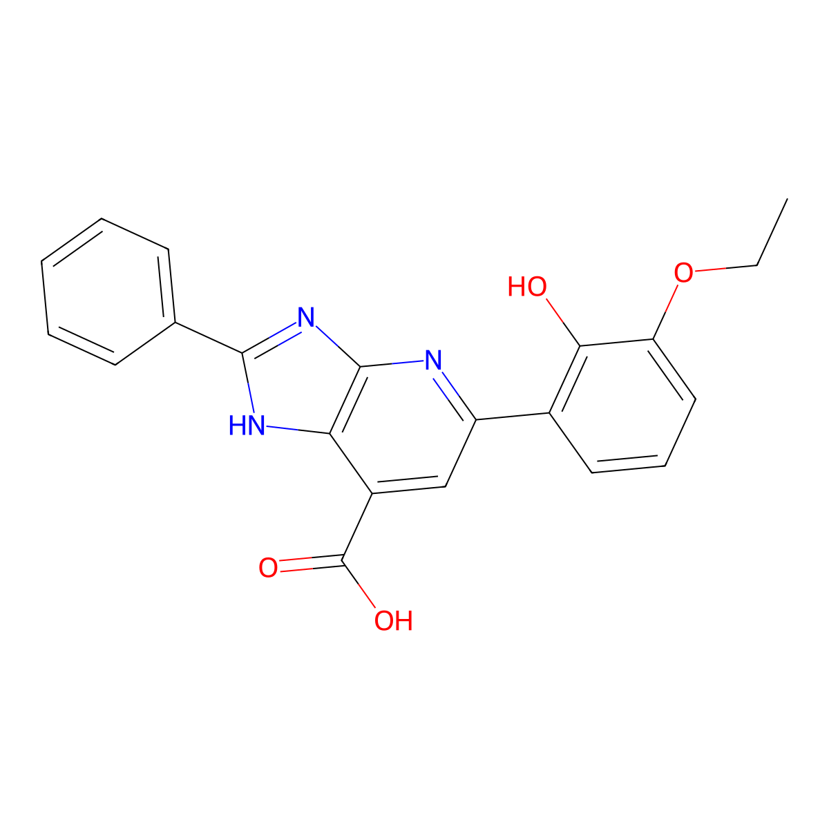 5-(3-ethoxy-2-hydroxyphenyl)-2-phenyl-3H-imidazo[4,5-b]pyridine-7-carboxylic acid molecular structure, CAS 1021225-47-7