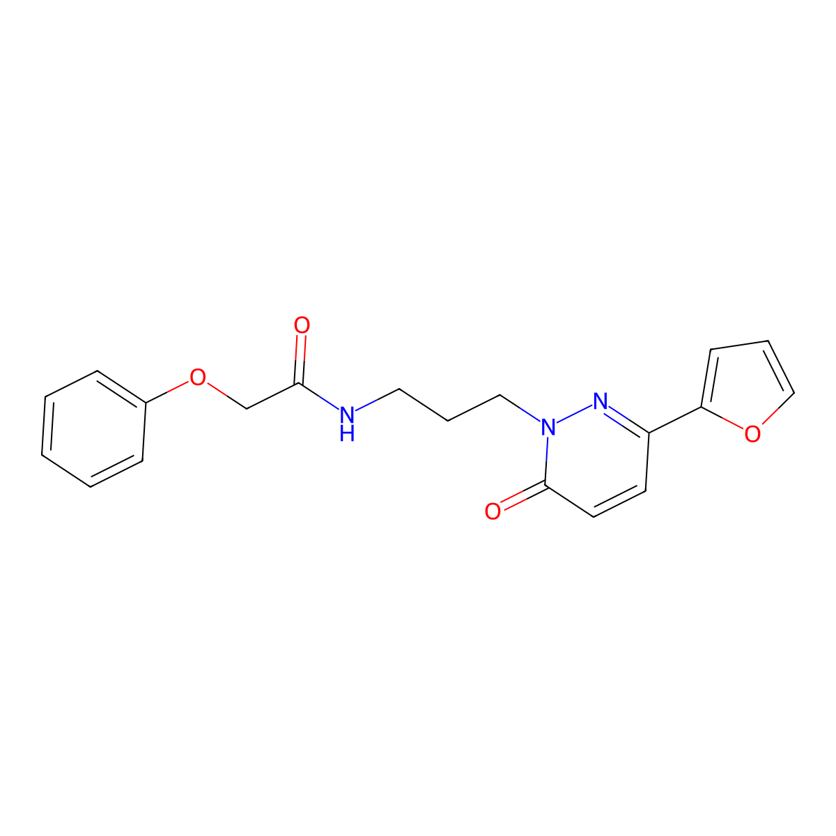 N-{3-[3-(furan-2-yl)-6-oxo-1,6-dihydropyridazin-1-yl]propyl}-2-phenoxyacetamide molecular structure, CAS 1021225-48-8