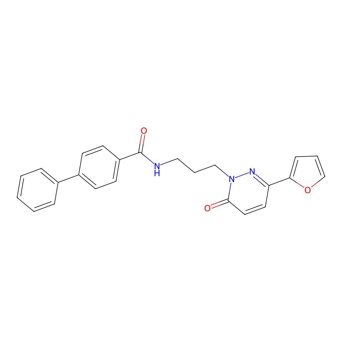 N-(3-(3-(furan-2-yl)-6-oxopyridazin-1(6H)-yl)propyl)-[1,1'-biphenyl]-4-carboxamide molecular structure, CAS 1021225-51-3