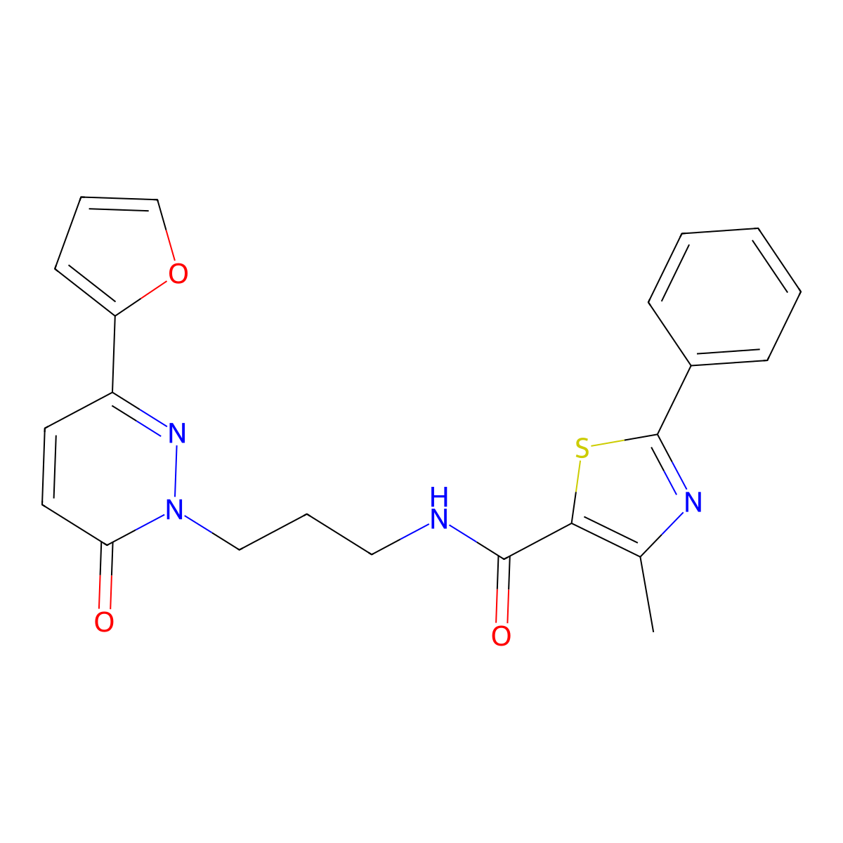 N-(3-(3-(furan-2-yl)-6-oxopyridazin-1(6H)-yl)propyl)-4-methyl-2-phenylthiazole-5-carboxamide molecular structure, CAS 1021225-54-6