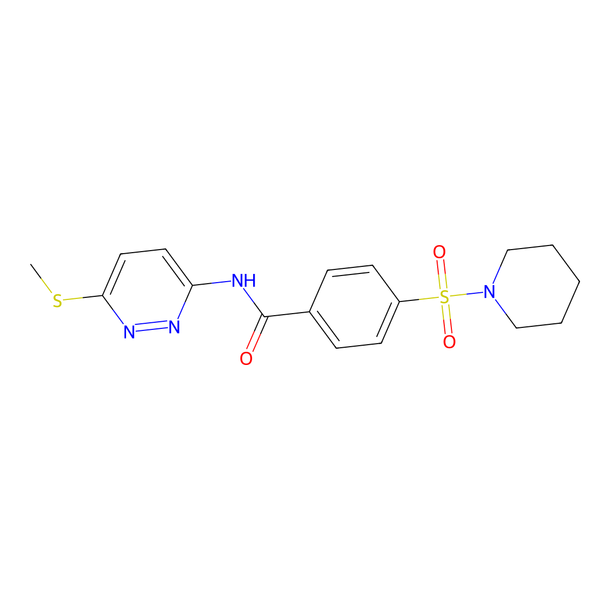 N-(6-(methylthio)pyridazin-3-yl)-4-(piperidin-1-ylsulfonyl)benzamide molecular structure, CAS 1021225-56-8