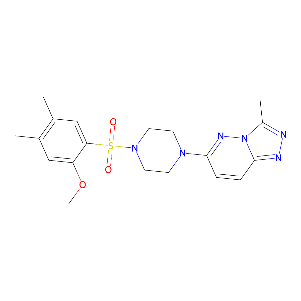 1-(2-Methoxy-4,5-dimethylbenzenesulfonyl)-4-{3-methyl-[1,2,4]triazolo[4,3-b]pyridazin-6-yl}piperazine molecular structure, CAS 1021225-57-9