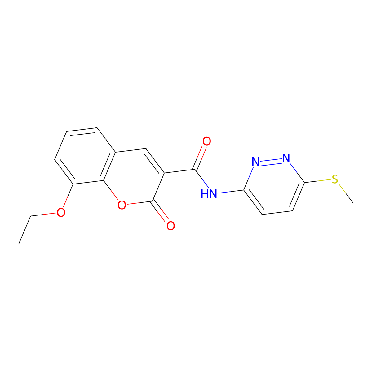 8-ethoxy-N-(6-(methylthio)pyridazin-3-yl)-2-oxo-2H-chromene-3-carboxamide molecular structure, CAS 1021225-60-4