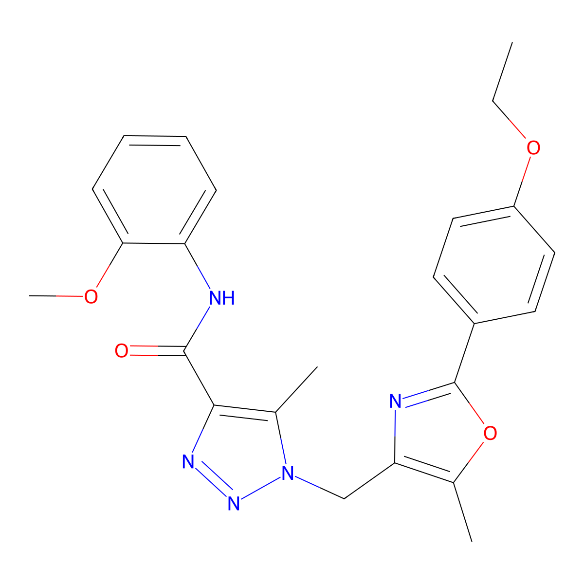 1-{[2-(4-ethoxyphenyl)-5-methyl-1,3-oxazol-4-yl]methyl}-N-(2-methoxyphenyl)-5-methyl-1H-1,2,3-triazole-4-carboxamide molecular structure, CAS 1021225-82-0