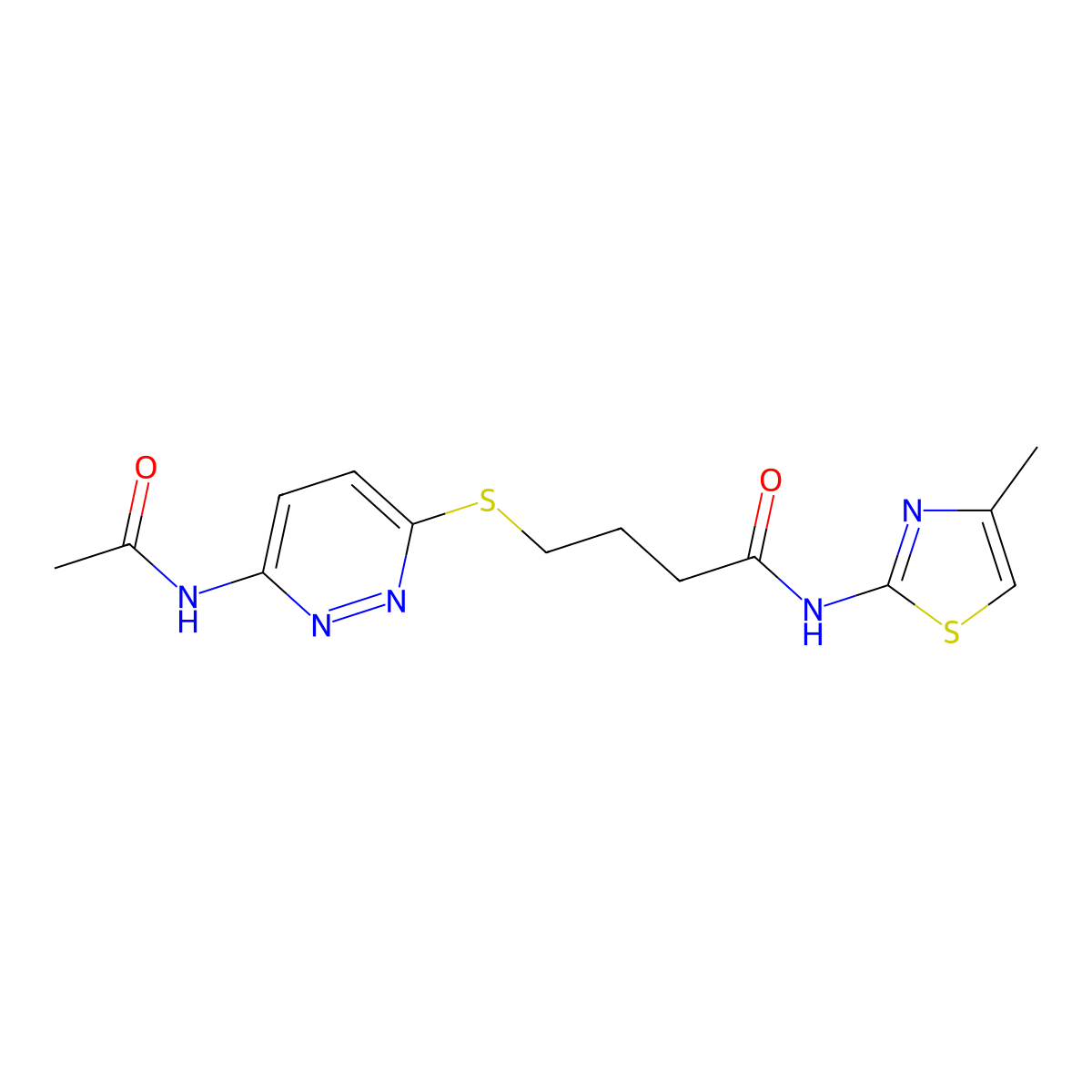 4-((6-acetamidopyridazin-3-yl)thio)-N-(4-methylthiazol-2-yl)butanamide molecular structure, CAS 1021225-93-3