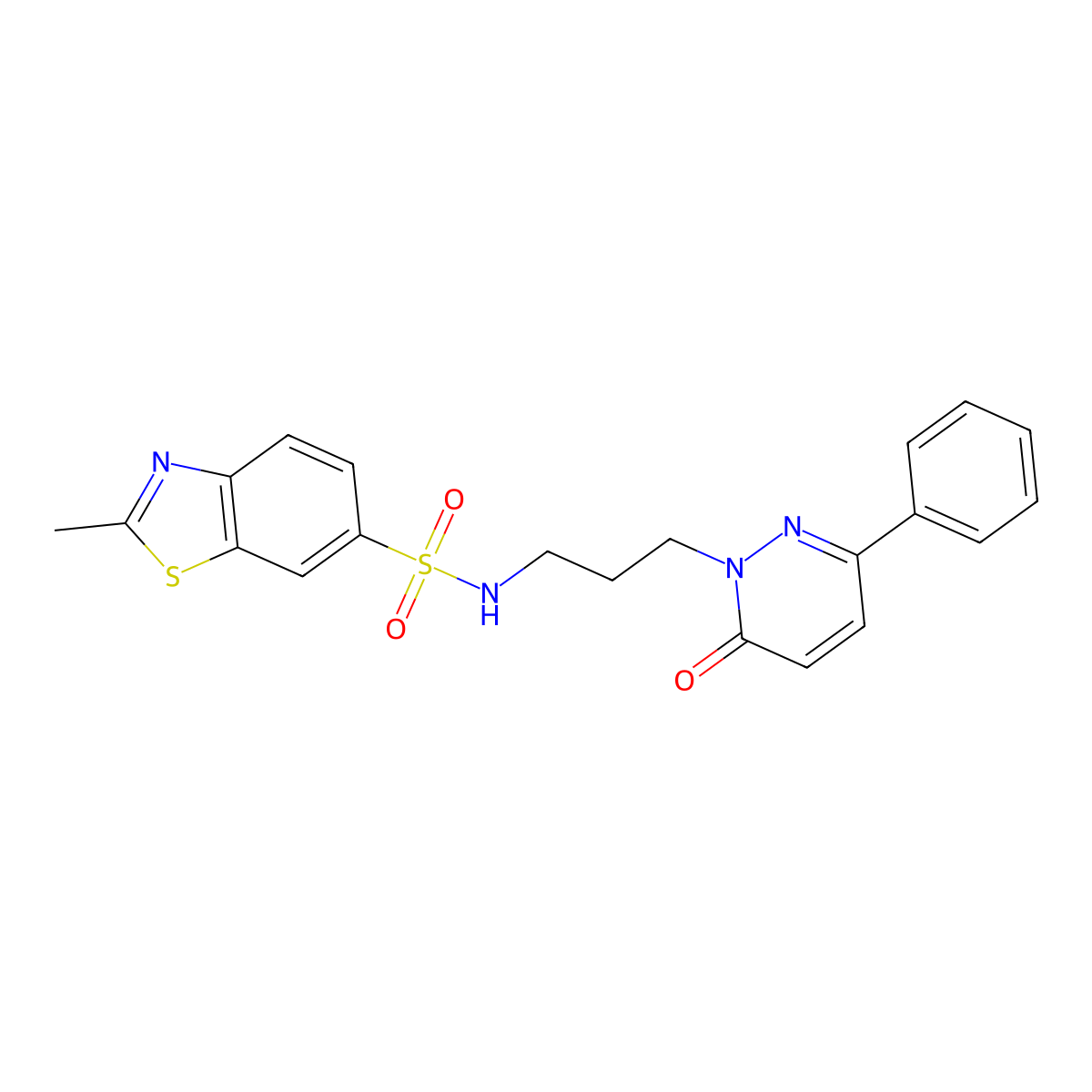 2-methyl-N-(3-(6-oxo-3-phenylpyridazin-1(6H)-yl)propyl)benzo[d]thiazole-6-sulfonamide molecular structure, CAS 1021226-07-2
