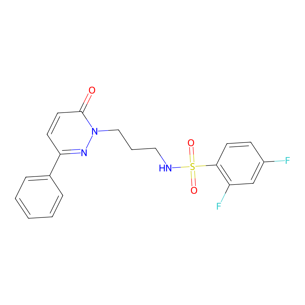 2,4-difluoro-N-(3-(6-oxo-3-phenylpyridazin-1(6H)-yl)propyl)benzenesulfonamide molecular structure, CAS 1021226-12-9