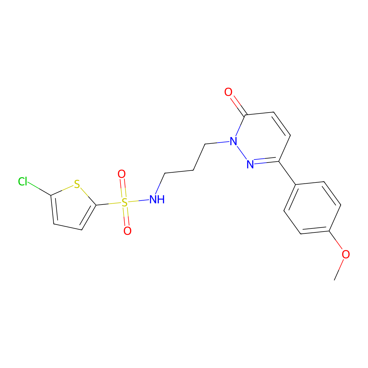 5-chloro-N-{3-[3-(4-methoxyphenyl)-6-oxo-1,6-dihydropyridazin-1-yl]propyl}thiophene-2-sulfonamide molecular structure, CAS 1021226-26-5