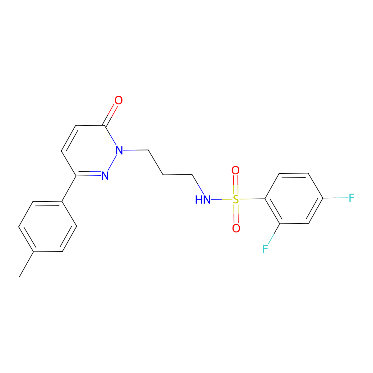 2,4-difluoro-N-(3-(6-oxo-3-(p-tolyl)pyridazin-1(6H)-yl)propyl)benzenesulfonamide molecular structure, CAS 1021226-37-8