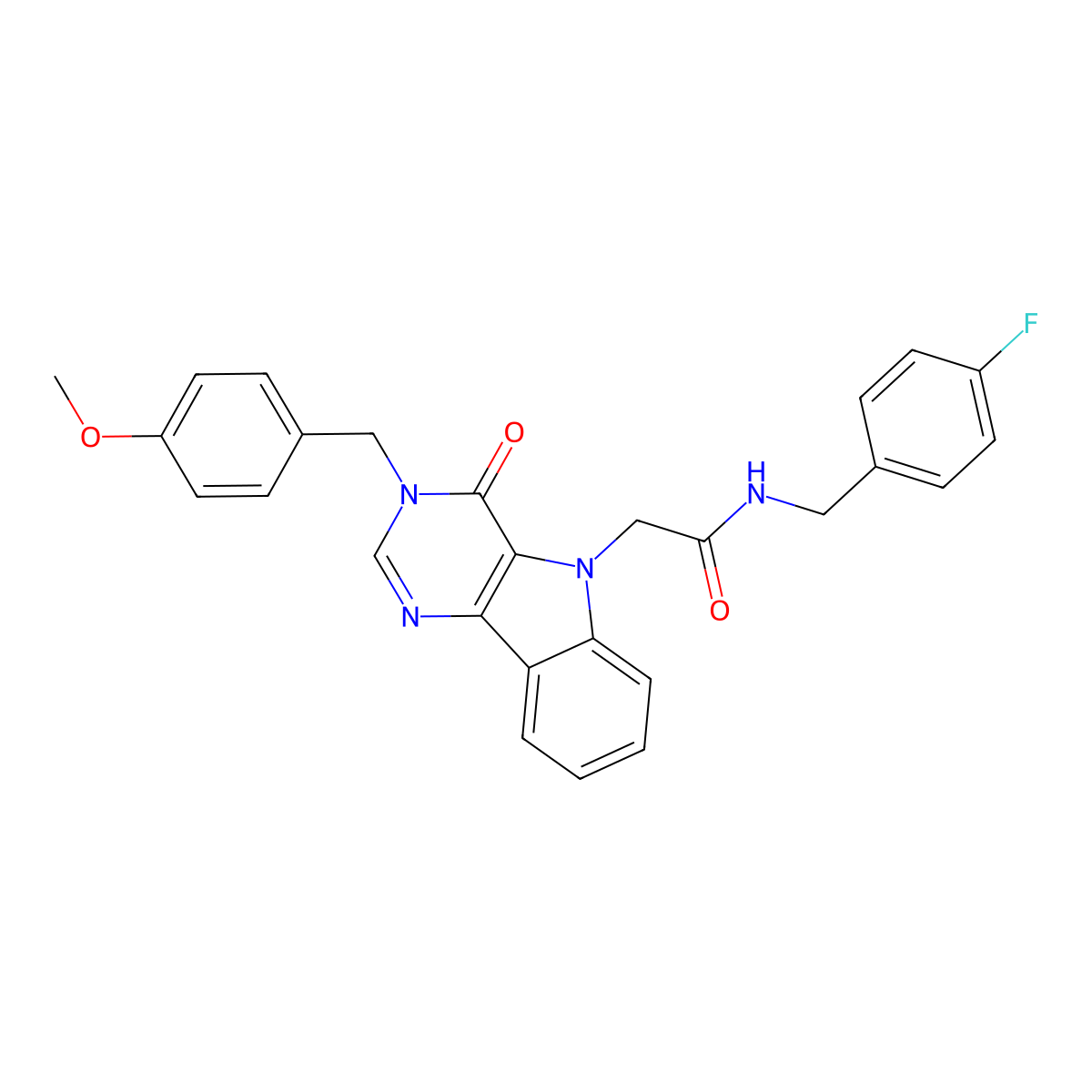 N-(4-fluorobenzyl)-2-(3-(4-methoxybenzyl)-4-oxo-3H-pyrimido[5,4-b]indol-5(4H)-yl)acetamide molecular structure, CAS 1021226-42-5