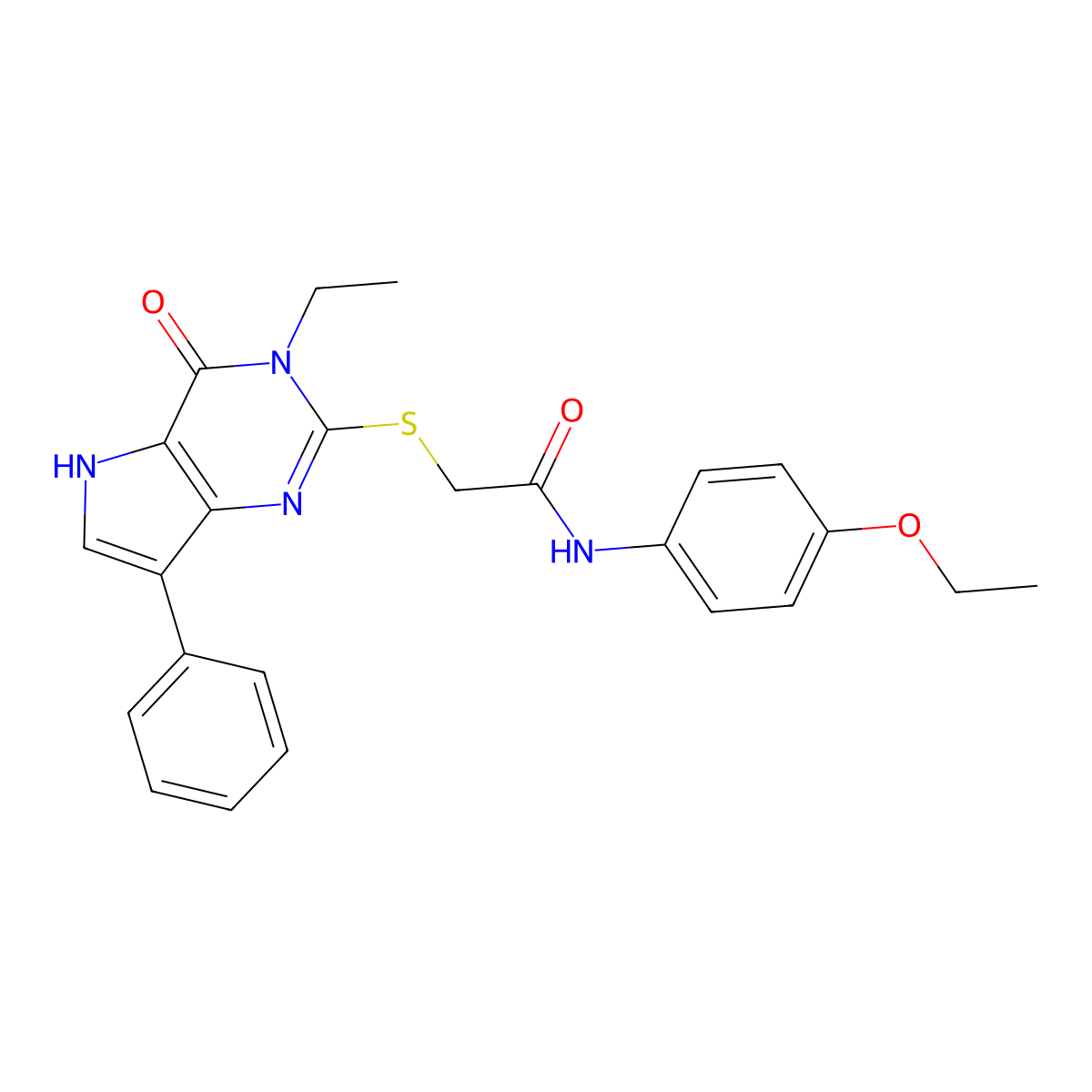 N-(4-ethoxyphenyl)-2-[(3-ethyl-4-oxo-7-phenyl-4,5-dihydro-3H-pyrrolo[3,2-d]pyrimidin-2-yl)sulfanyl]acetamide molecular structure, CAS 1021226-60-7