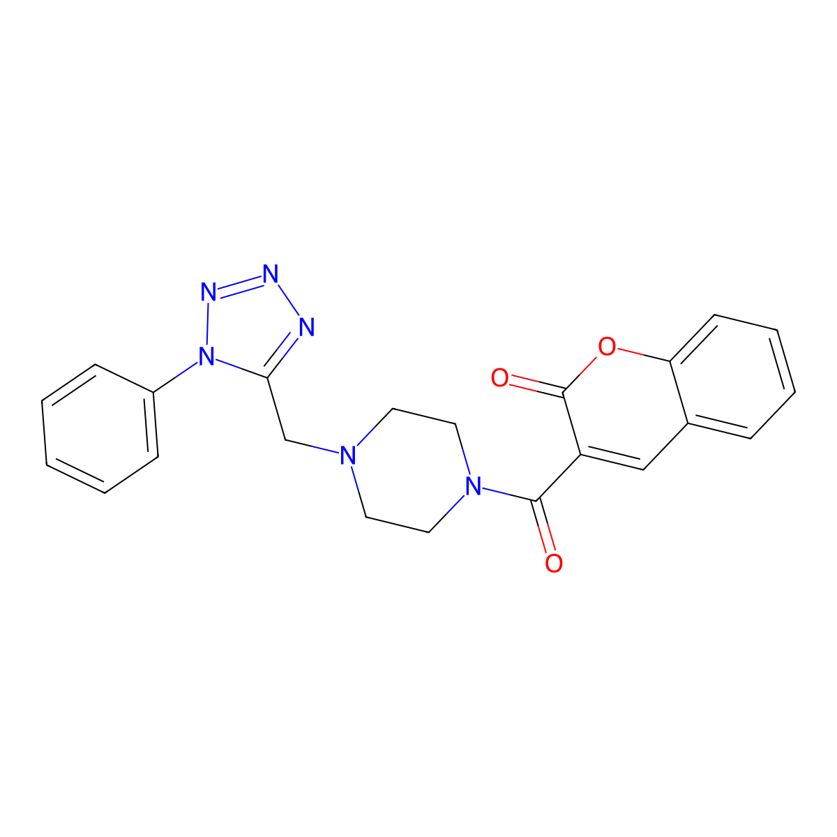 3-(4-((1-phenyl-1H-tetrazol-5-yl)methyl)piperazine-1-carbonyl)-2H-chromen-2-one molecular structure, CAS 1021226-65-2