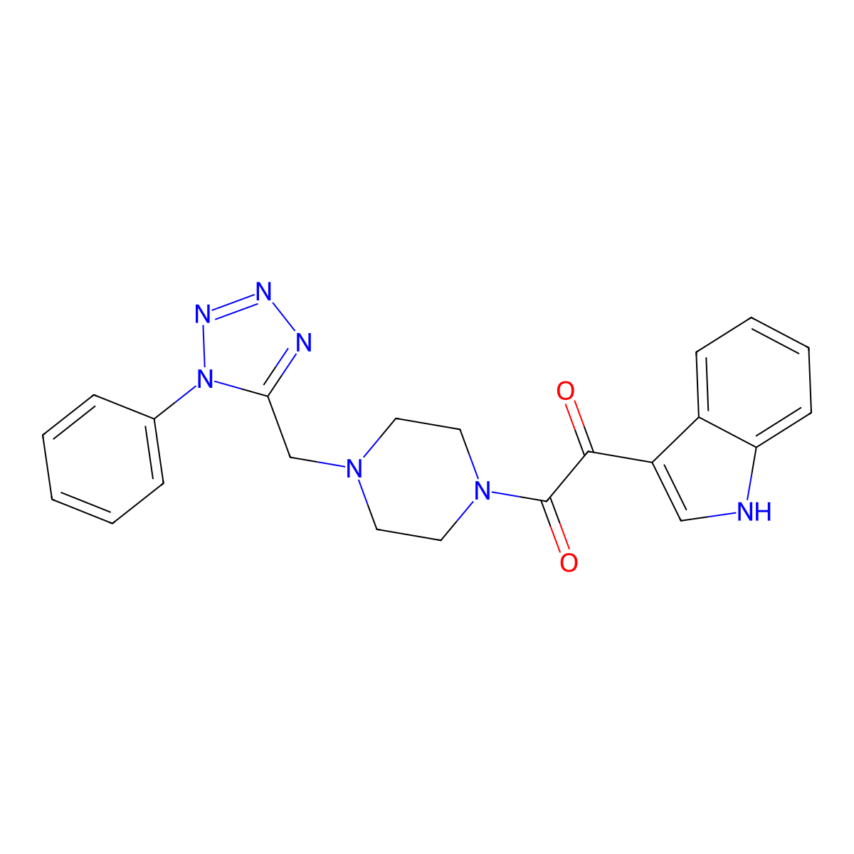 1-(1H-indol-3-yl)-2-(4-((1-phenyl-1H-tetrazol-5-yl)methyl)piperazin-1-yl)ethane-1,2-dione molecular structure, CAS 1021226-68-5
