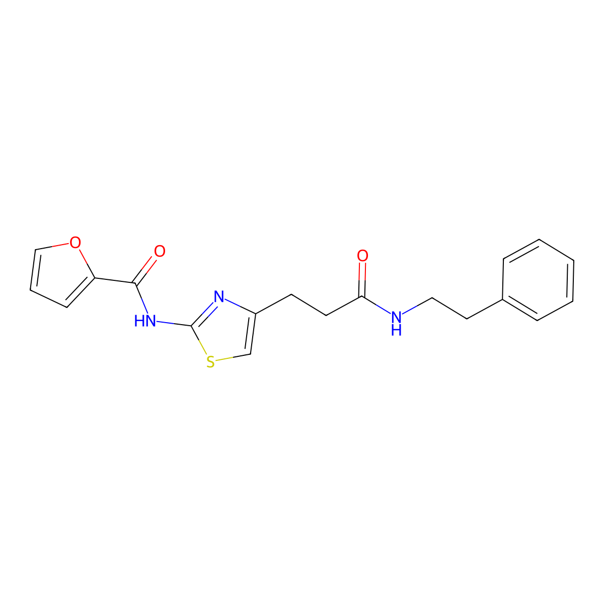 N-(4-(3-oxo-3-(phenethylamino)propyl)thiazol-2-yl)furan-2-carboxamide molecular structure, CAS 1021226-71-0