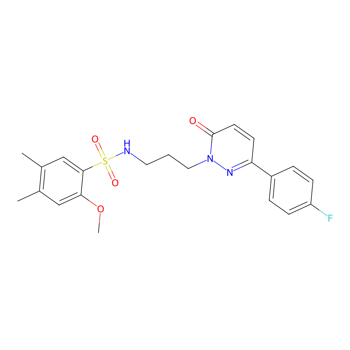 N-(3-(3-(4-fluorophenyl)-6-oxopyridazin-1(6H)-yl)propyl)-2-methoxy-4,5-dimethylbenzenesulfonamide molecular structure, CAS 1021226-77-6