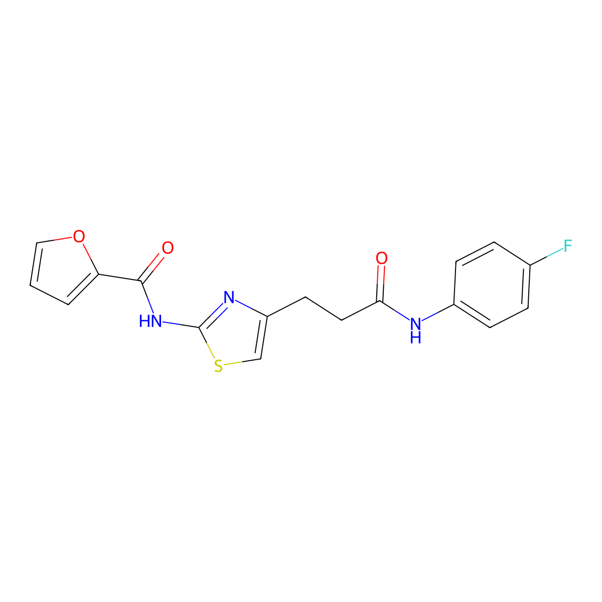 N-(4-(3-((4-fluorophenyl)amino)-3-oxopropyl)thiazol-2-yl)furan-2-carboxamide molecular structure, CAS 1021226-78-7