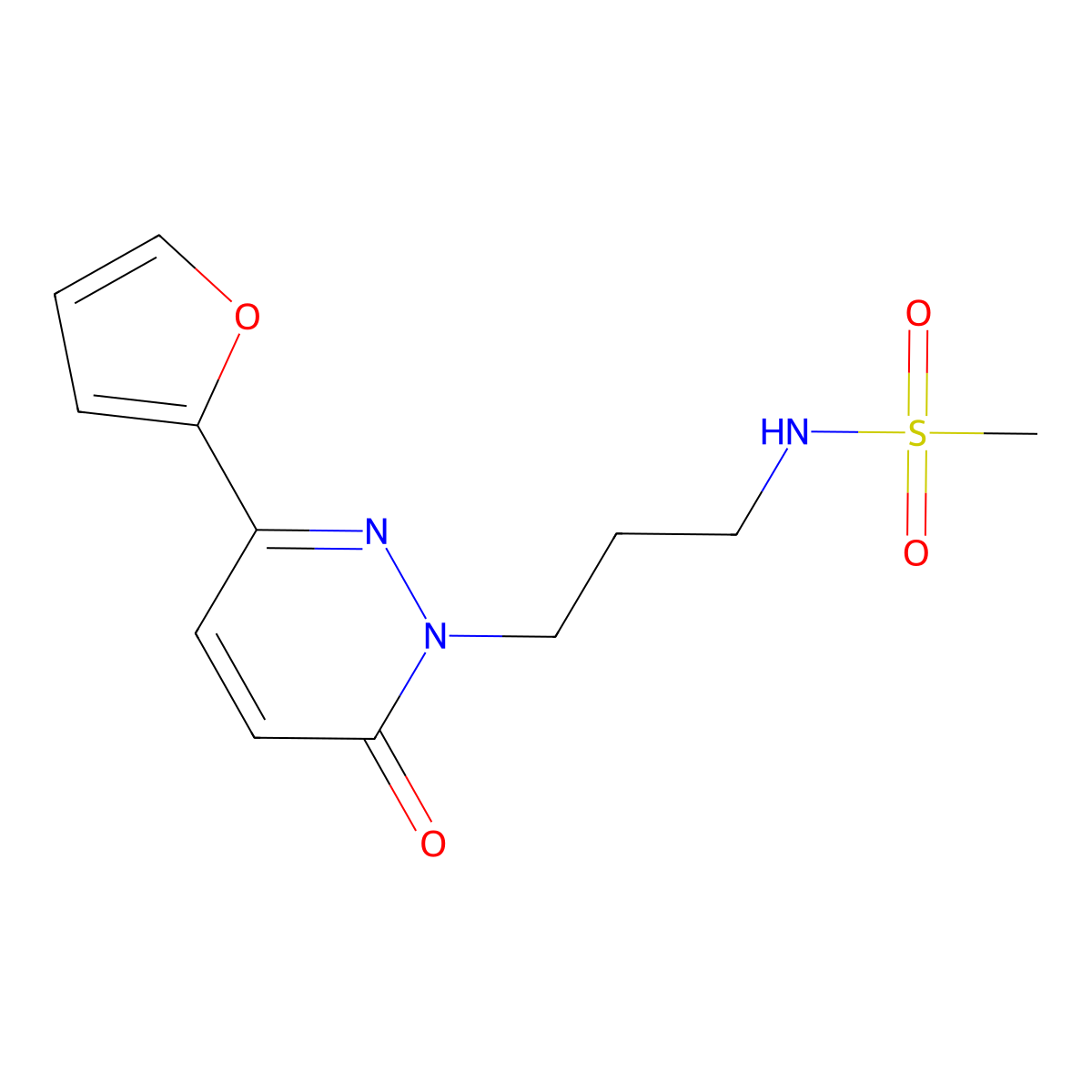 N-{3-[3-(furan-2-yl)-6-oxo-1,6-dihydropyridazin-1-yl]propyl}methanesulfonamide molecular structure, CAS 1021226-89-0