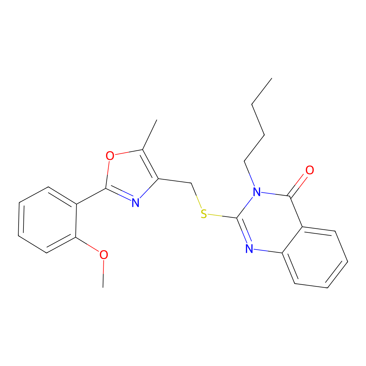 3-Butyl-2-({[2-(2-methoxyphenyl)-5-methyl-1,3-oxazol-4-yl]methyl}sulfanyl)-3,4-dihydroquinazolin-4-one molecular structure, CAS 1021226-96-9
