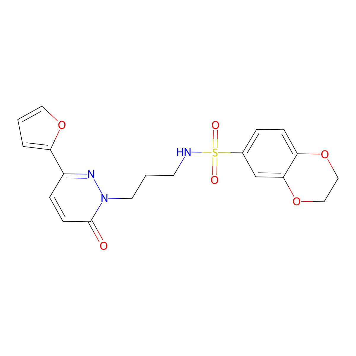 N-(3-(3-(furan-2-yl)-6-oxopyridazin-1(6H)-yl)propyl)-2,3-dihydrobenzo[b][1,4]dioxine-6-sulfonamide molecular structure, CAS 1021226-99-2