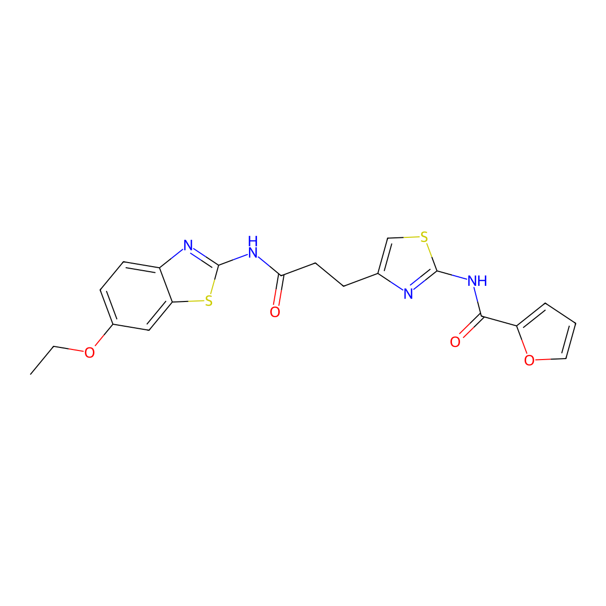 N-(4-(3-((6-ethoxybenzo[d]thiazol-2-yl)amino)-3-oxopropyl)thiazol-2-yl)furan-2-carboxamide molecular structure, CAS 1021227-00-8