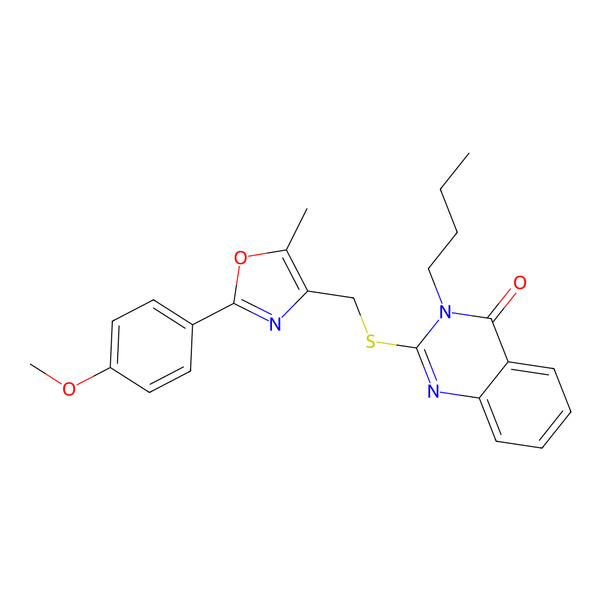 3-Butyl-2-({[2-(4-methoxyphenyl)-5-methyl-1,3-oxazol-4-yl]methyl}sulfanyl)-3,4-dihydroquinazolin-4-one molecular structure, CAS 1021227-01-9