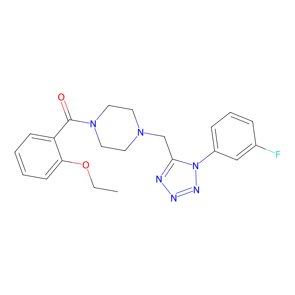 (2-ethoxyphenyl)(4-((1-(3-fluorophenyl)-1H-tetrazol-5-yl)methyl)piperazin-1-yl)methanone molecular structure, CAS 1021227-02-0