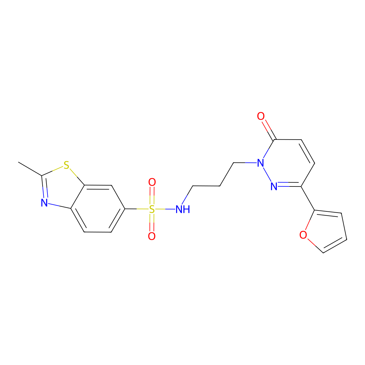 N-(3-(3-(furan-2-yl)-6-oxopyridazin-1(6H)-yl)propyl)-2-methylbenzo[d]thiazole-6-sulfonamide molecular structure, CAS 1021227-09-7
