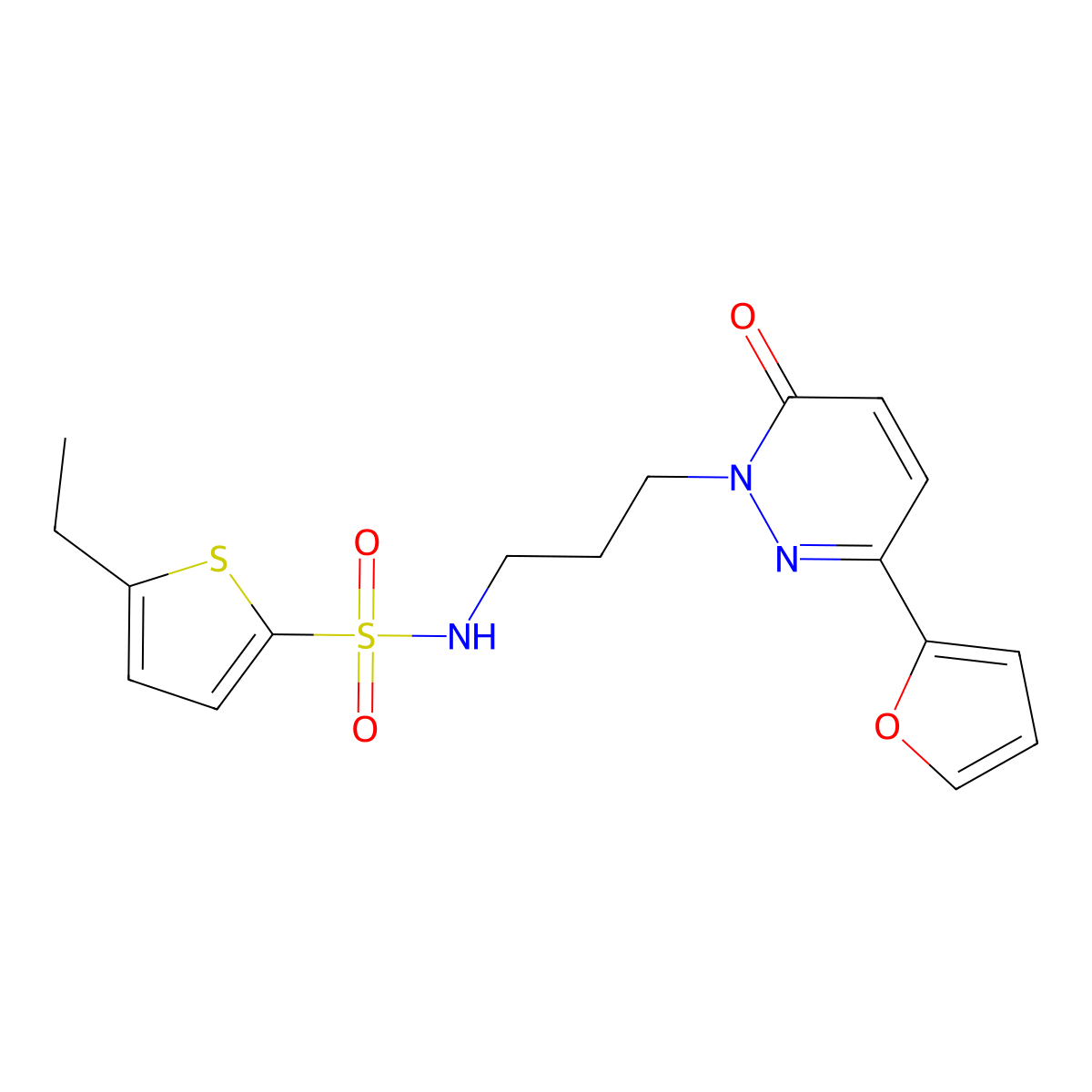5-ethyl-N-{3-[3-(furan-2-yl)-6-oxo-1,6-dihydropyridazin-1-yl]propyl}thiophene-2-sulfonamide molecular structure, CAS 1021227-14-4