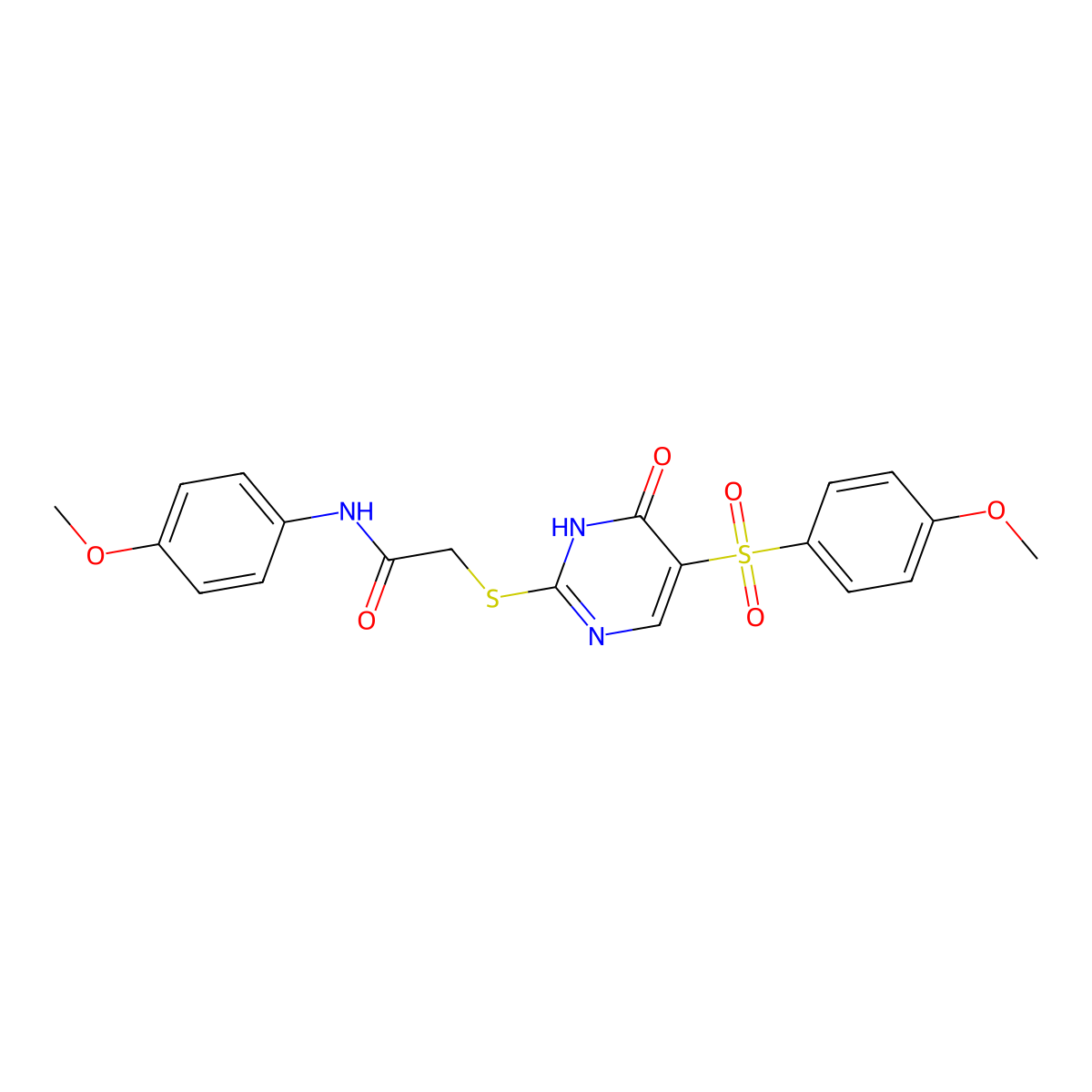 2-{[5-(4-methoxybenzenesulfonyl)-6-oxo-1,6-dihydropyrimidin-2-yl]sulfanyl}-N-(4-methoxyphenyl)acetamide molecular structure, CAS 1021227-28-0