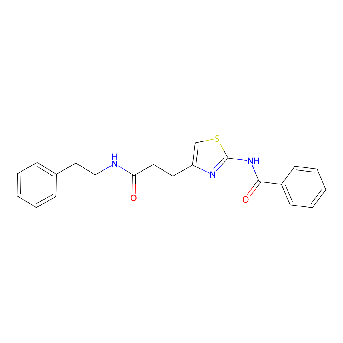 N-(4-(3-oxo-3-(phenethylamino)propyl)thiazol-2-yl)benzamide molecular structure, CAS 1021227-39-3