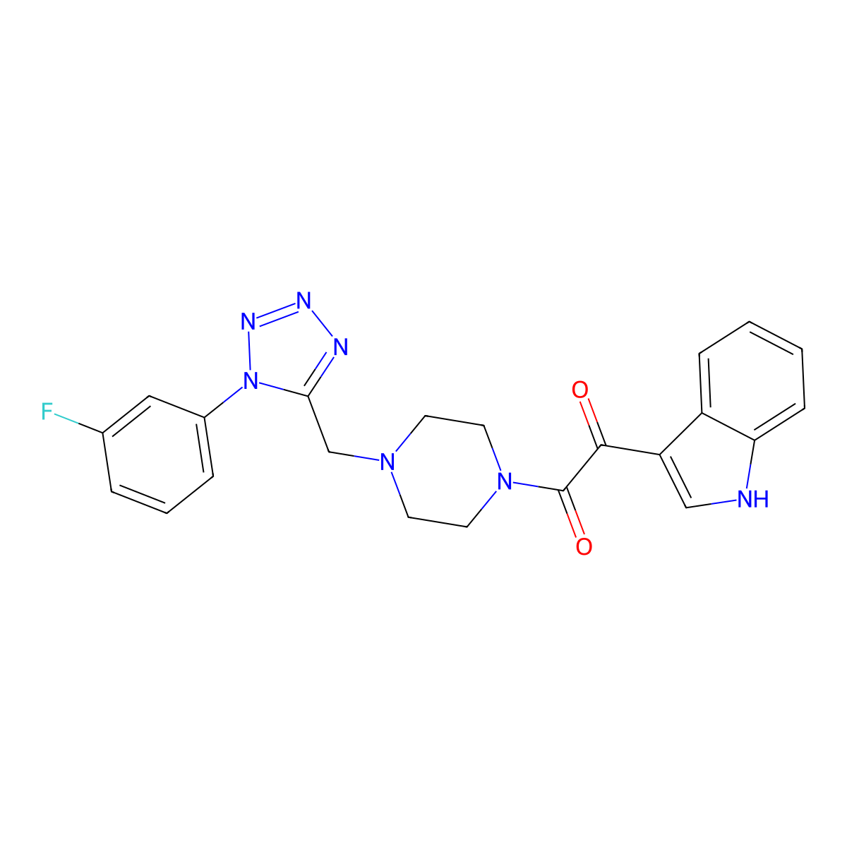 1-(4-((1-(3-fluorophenyl)-1H-tetrazol-5-yl)methyl)piperazin-1-yl)-2-(1H-indol-3-yl)ethane-1,2-dione molecular structure, CAS 1021227-41-7
