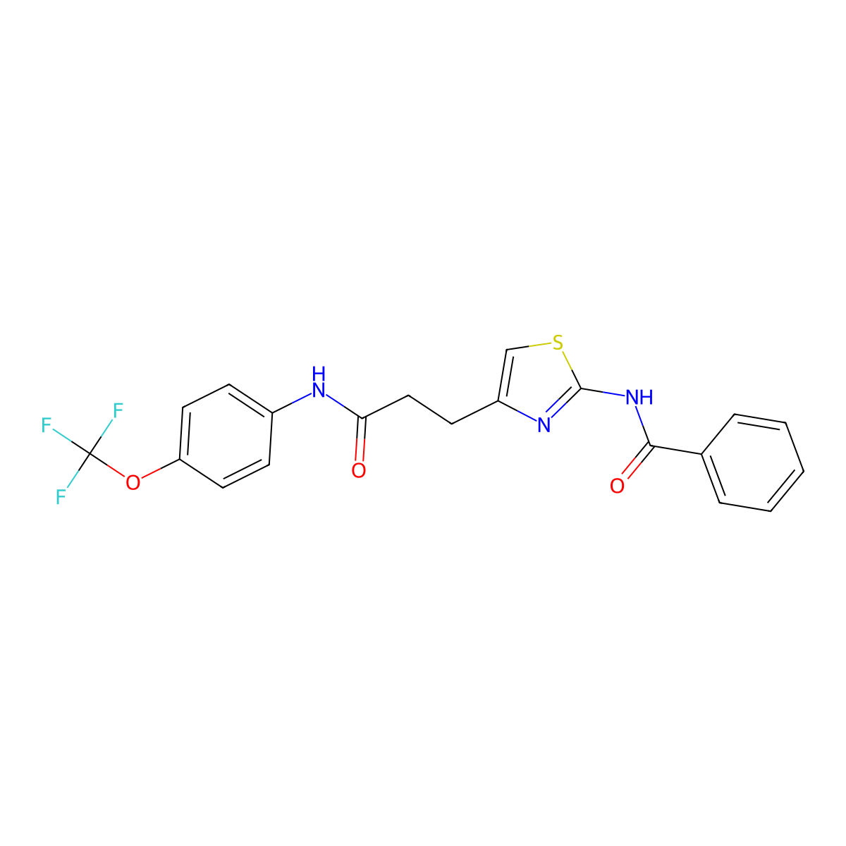 N-(4-(3-oxo-3-((4-(trifluoromethoxy)phenyl)amino)propyl)thiazol-2-yl)benzamide molecular structure, CAS 1021227-42-8