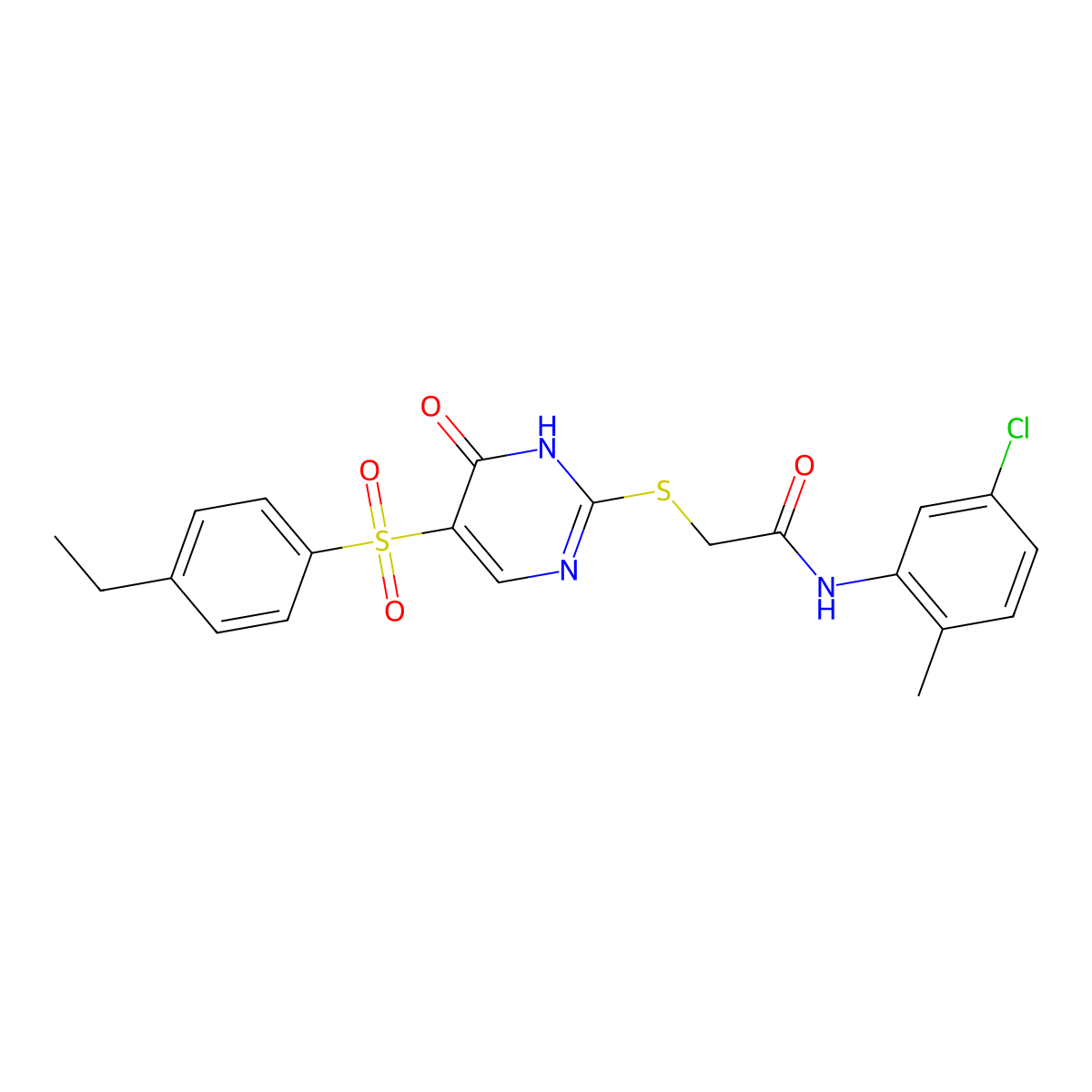 N-(5-chloro-2-methylphenyl)-2-((5-((4-ethylphenyl)sulfonyl)-6-oxo-1,6-dihydropyrimidin-2-yl)thio)acetamide molecular structure, CAS 1021227-43-9