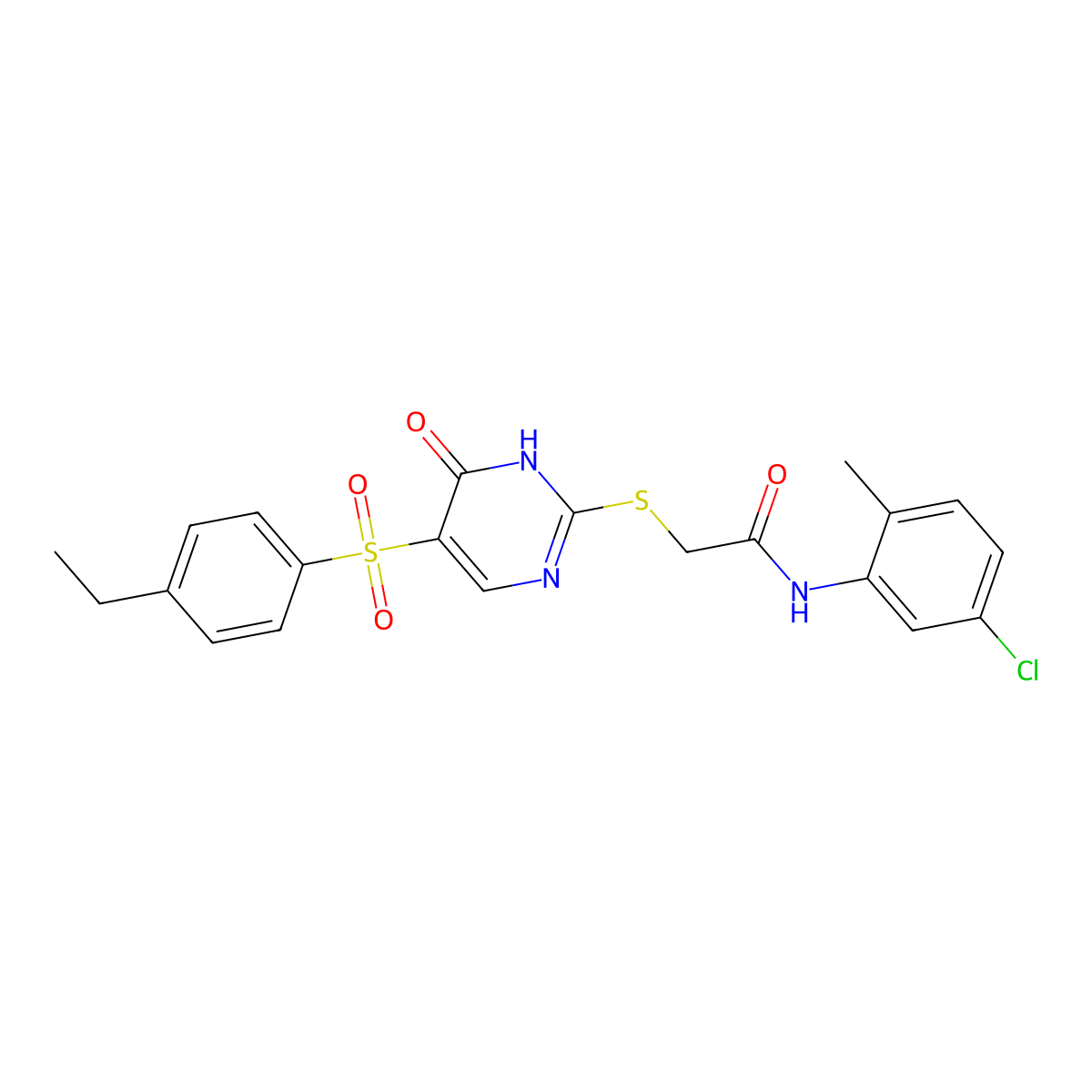 N-(5-chloro-2-methylphenyl)-2-((5-((4-ethylphenyl)sulfonyl)-6-oxo-1,6-dihydropyrimidin-2-yl)thio)acetamide molecular structure, CAS 1021227-43-9