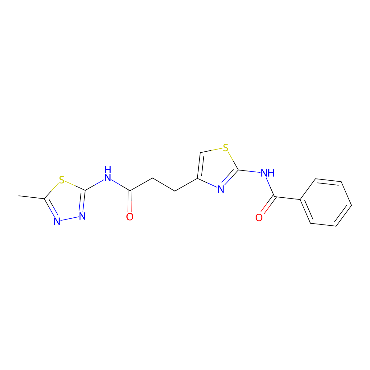 N-(4-(3-((5-methyl-1,3,4-thiadiazol-2-yl)amino)-3-oxopropyl)thiazol-2-yl)benzamide molecular structure, CAS 1021227-49-5