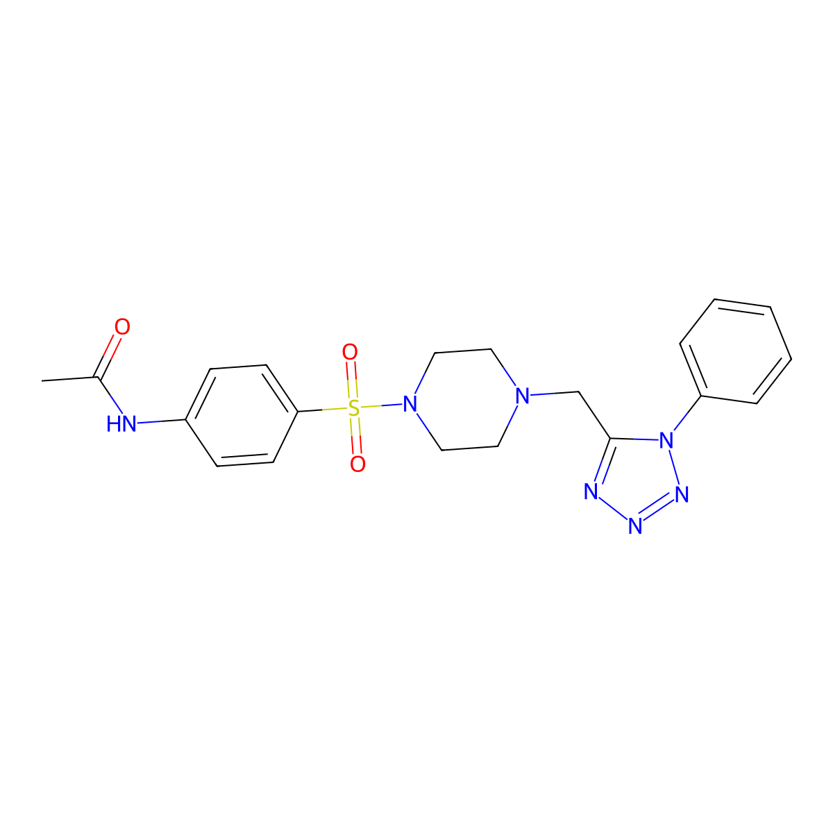 N-(4-((4-((1-phenyl-1H-tetrazol-5-yl)methyl)piperazin-1-yl)sulfonyl)phenyl)acetamide molecular structure, CAS 1021227-51-9