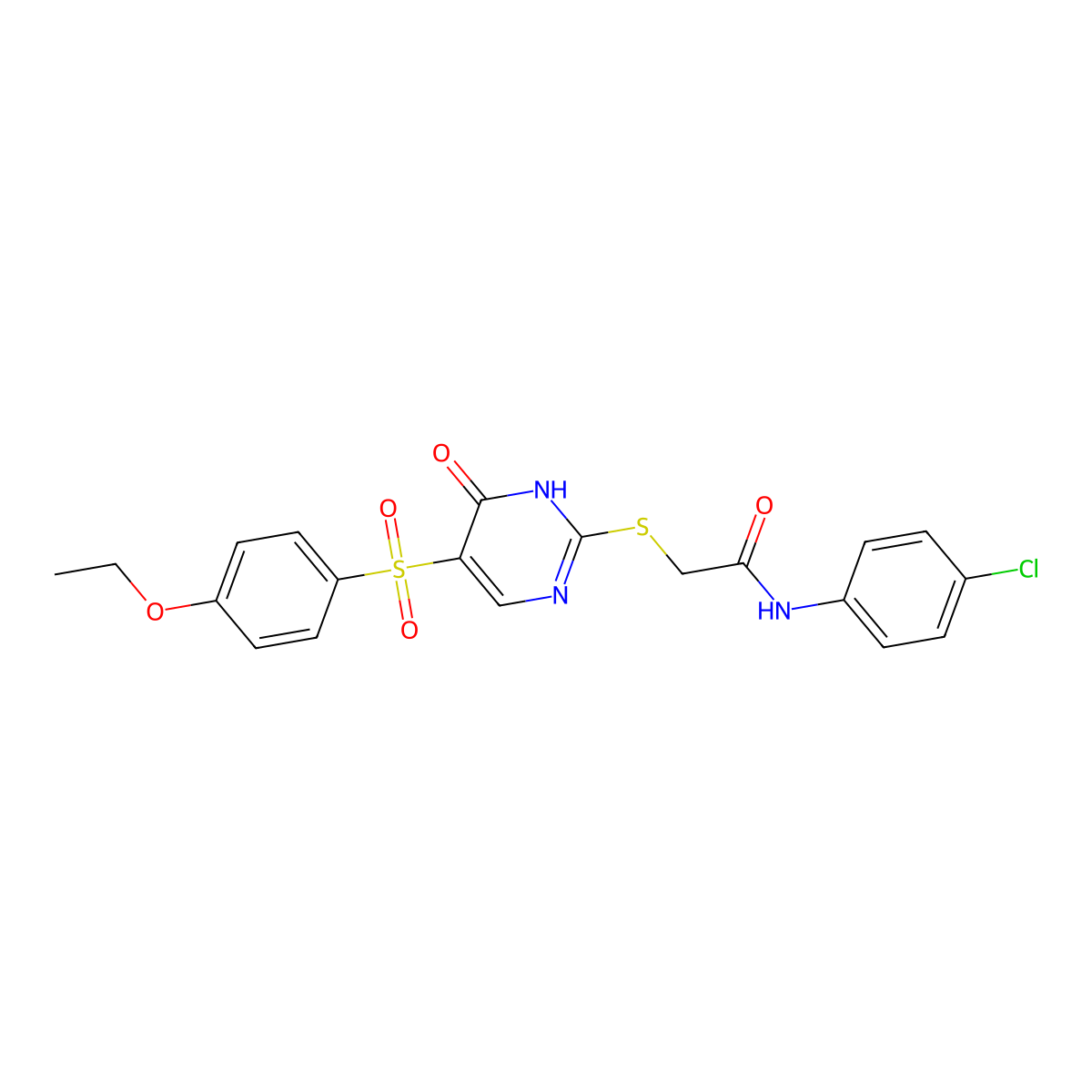 N-(4-chlorophenyl)-2-{[5-(4-ethoxybenzenesulfonyl)-6-oxo-1,6-dihydropyrimidin-2-yl]sulfanyl}acetamide molecular structure, CAS 1021227-58-6