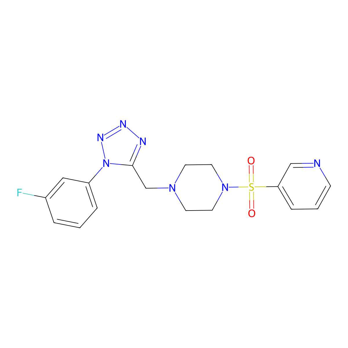 1-((1-(3-fluorophenyl)-1H-tetrazol-5-yl)methyl)-4-(pyridin-3-ylsulfonyl)piperazine molecular structure, CAS 1021227-59-7