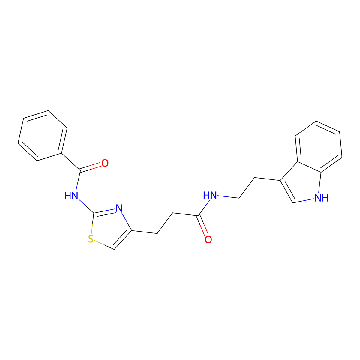 N-(4-(3-((2-(1H-indol-3-yl)ethyl)amino)-3-oxopropyl)thiazol-2-yl)benzamide molecular structure, CAS 1021227-64-4