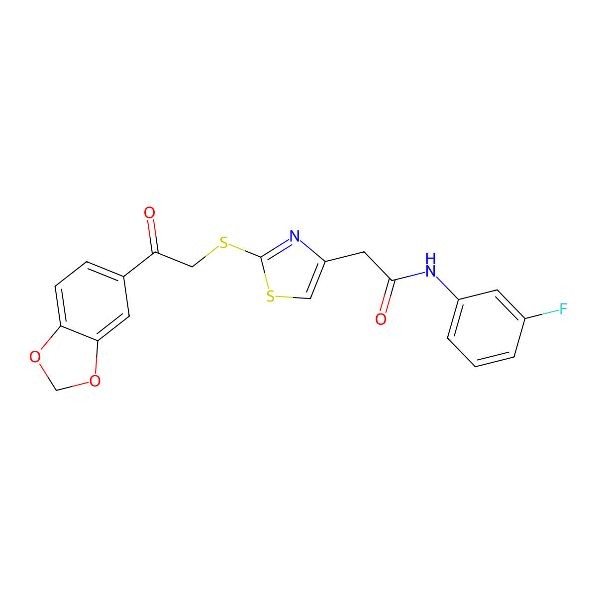 2-(2-{[2-(2H-1,3-benzodioxol-5-yl)-2-oxoethyl]sulfanyl}-1,3-thiazol-4-yl)-N-(3-fluorophenyl)acetamide molecular structure, CAS 1021227-66-6