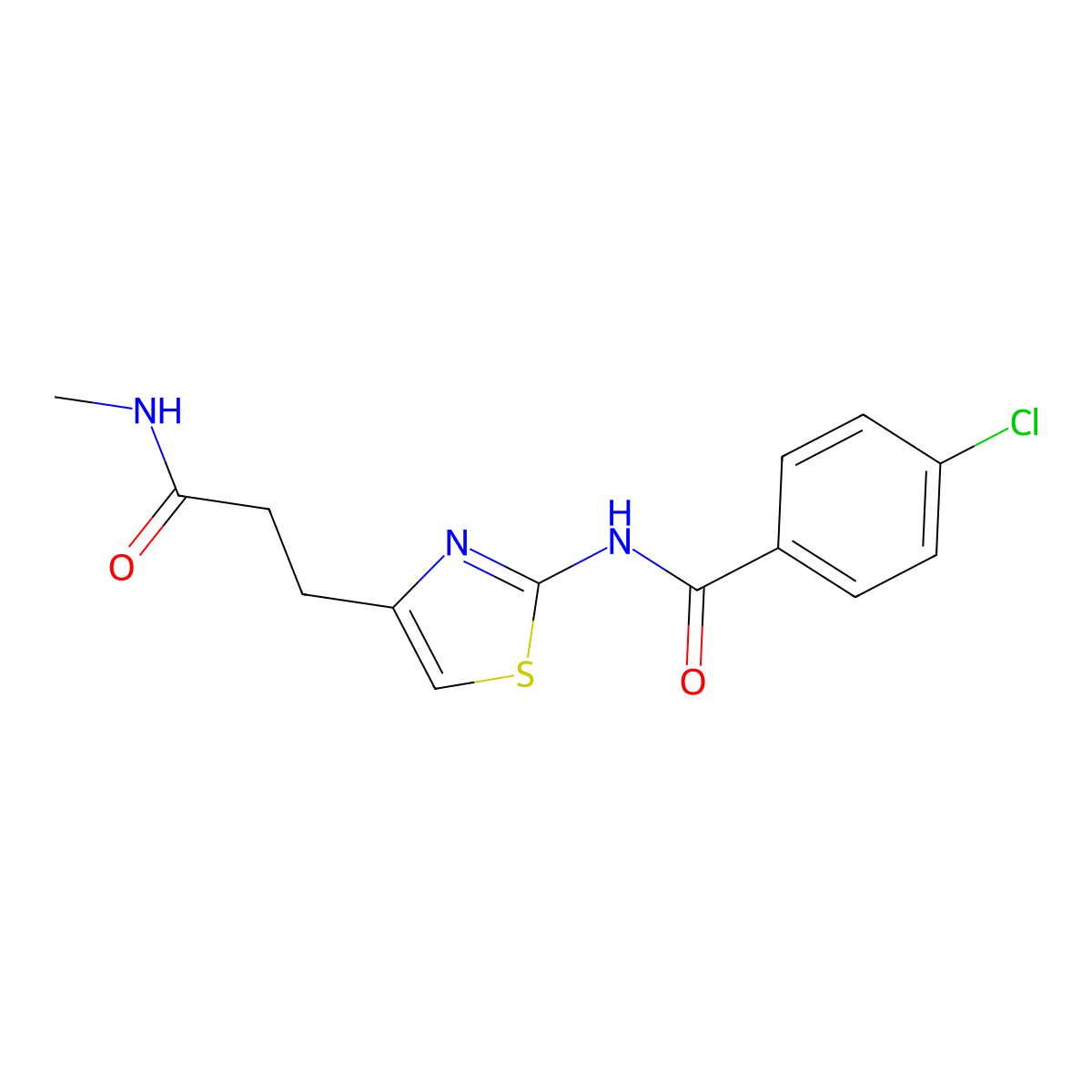 4-chloro-N-(4-(3-(methylamino)-3-oxopropyl)thiazol-2-yl)benzamide molecular structure, CAS 1021227-67-7
