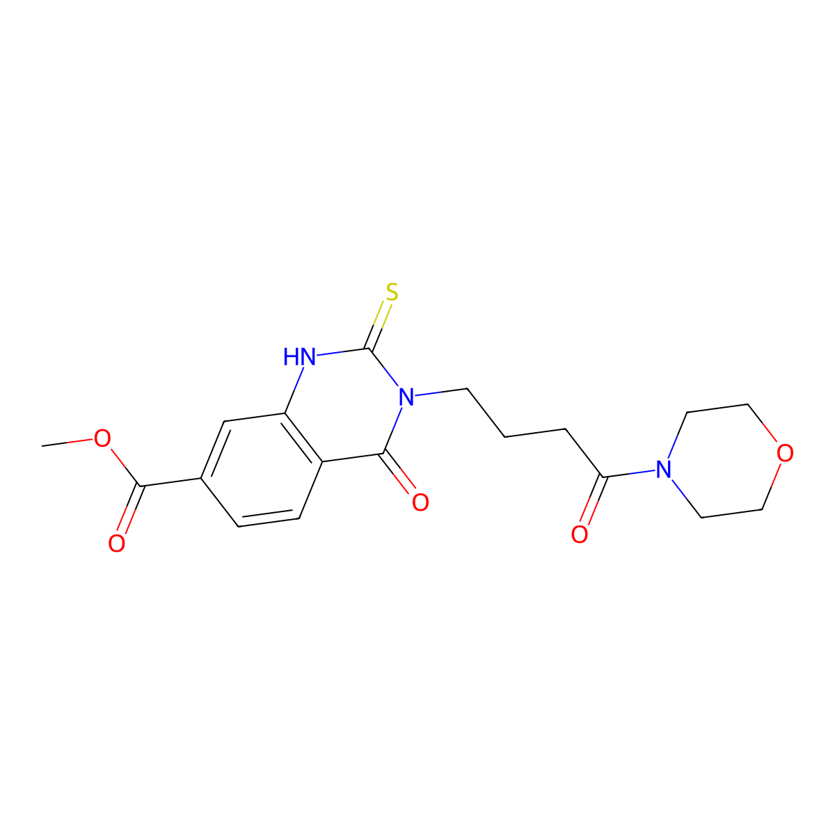 Methyl 3-[4-(morpholin-4-yl)-4-oxobutyl]-4-oxo-2-sulfanylidene-1,2,3,4-tetrahydroquinazoline-7-carboxylate molecular structure, CAS 1021227-76-8