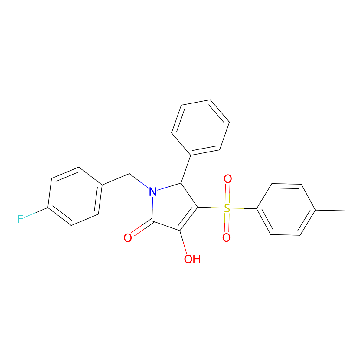 1-(4-fluorobenzyl)-3-hydroxy-5-phenyl-4-tosyl-1H-pyrrol-2(5H)-one molecular structure, CAS 1021227-89-3