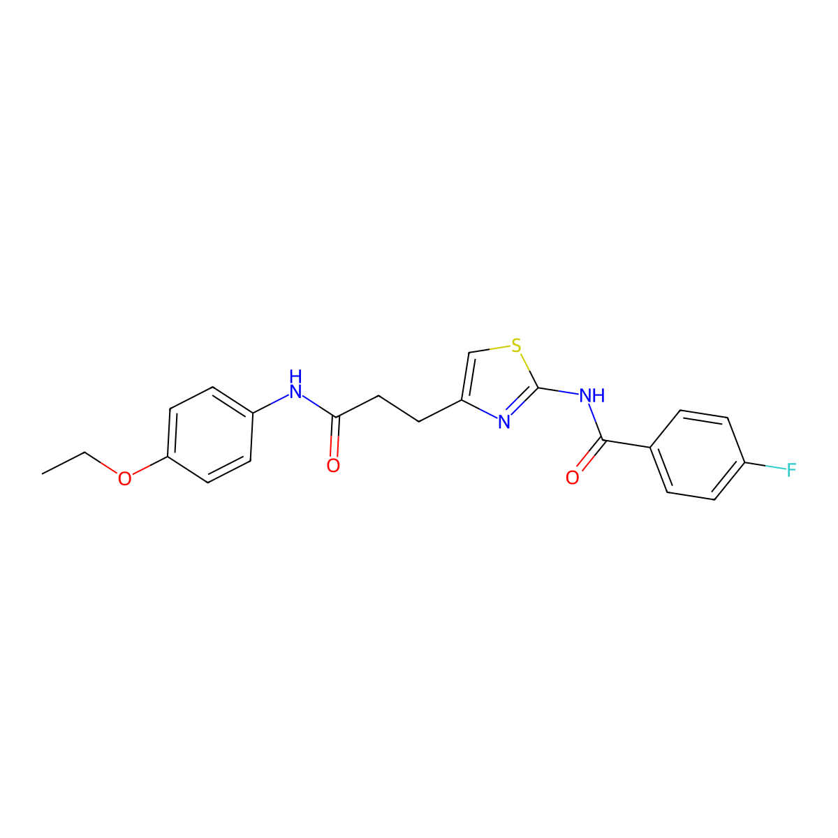 N-(4-(3-((4-ethoxyphenyl)amino)-3-oxopropyl)thiazol-2-yl)-4-fluorobenzamide molecular structure, CAS 1021227-98-4