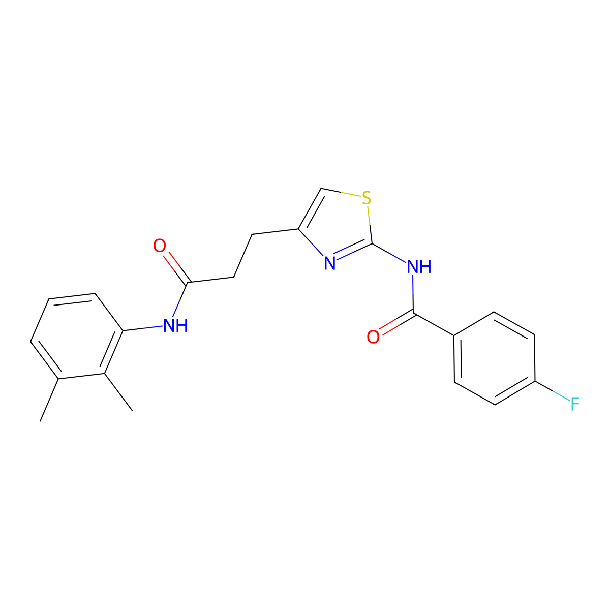 N-(4-(3-((2,3-dimethylphenyl)amino)-3-oxopropyl)thiazol-2-yl)-4-fluorobenzamide molecular structure, CAS 1021228-04-5